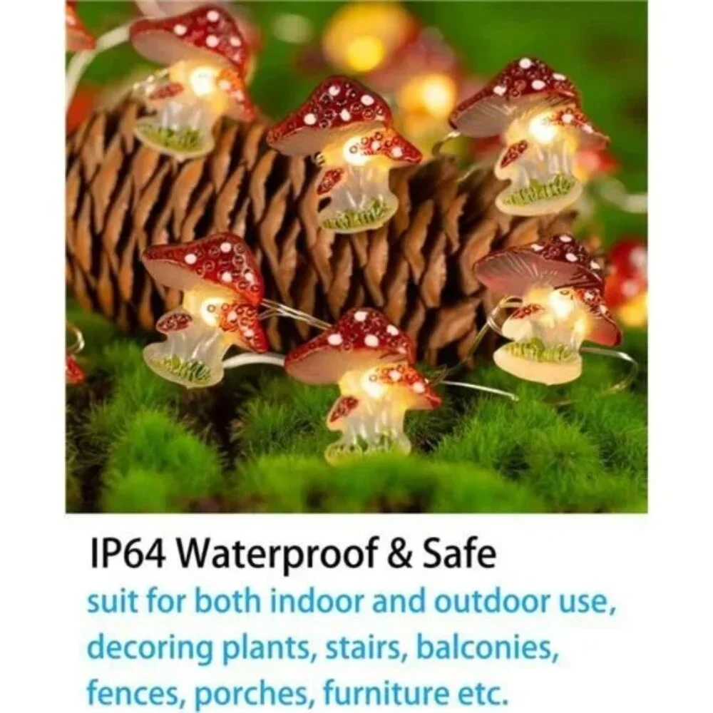 Mushroom Decor Cottagecore Room Decor 10FT 30LEDs Mushroom String Lights Battery
